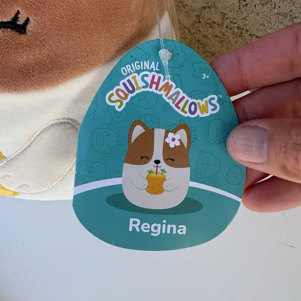 Squishmallows Original Regina the Corgi Pineapple Drink 7.5 in Plush - Brand New